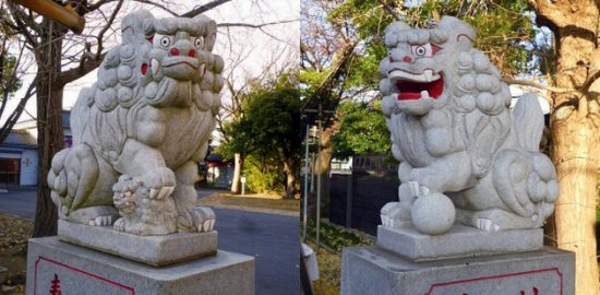 稲荷神社の狛犬は一番新しいが迫力たっぷり