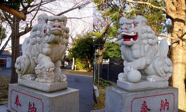 稲荷神社の狛犬は一番新しいが迫力たっぷり